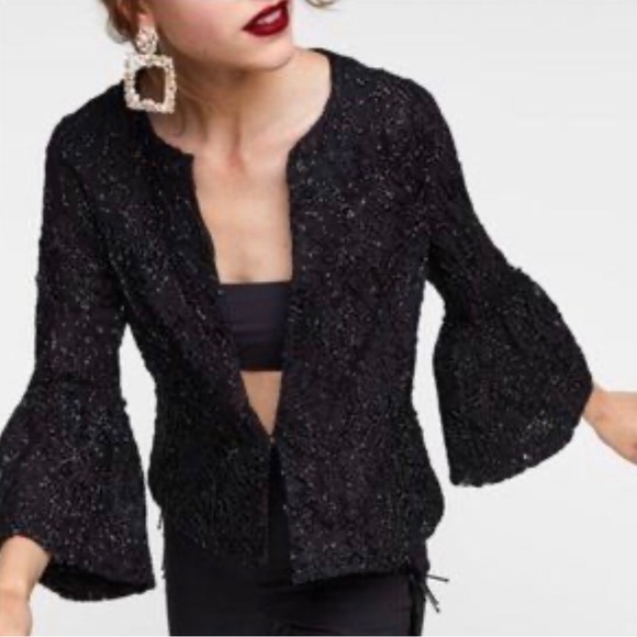 Zara Jackets & Blazers - ZARA size L lace jacket with bell sleeves